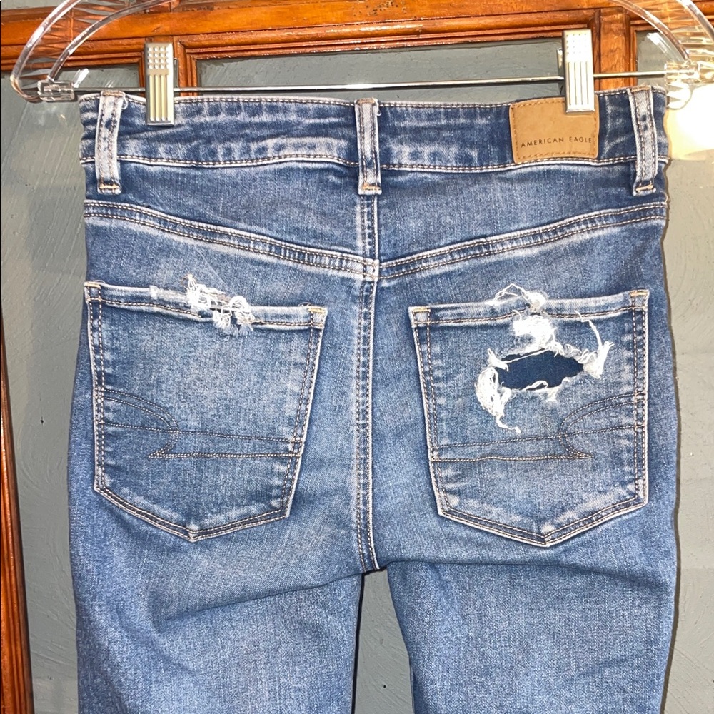 American Eagle Outfitters Ripped Blue Skinny Jeans - Picture 5 of 8